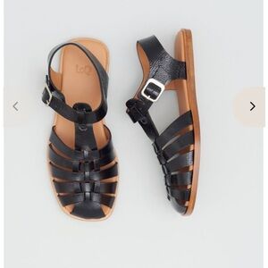 LOQ Rio Fisherman Sandals in Black Crinkle Patent Leather - 38